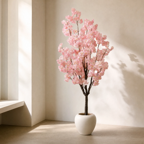 Arbre artificiel printemps fleurs rose et marron
