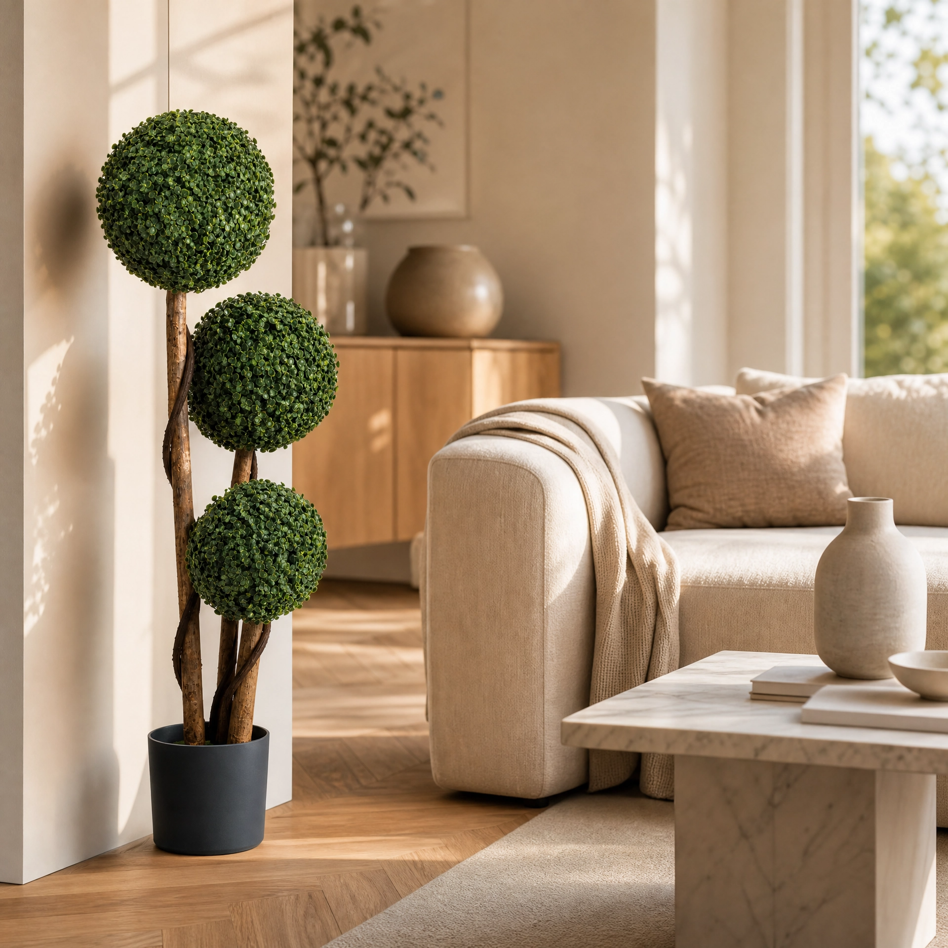 Plante artificielle realiste feuillage vert et marron