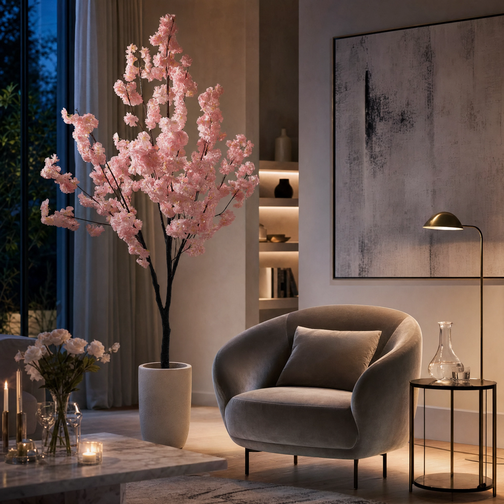 Arbre artificiel printemps fleurs rose et marron