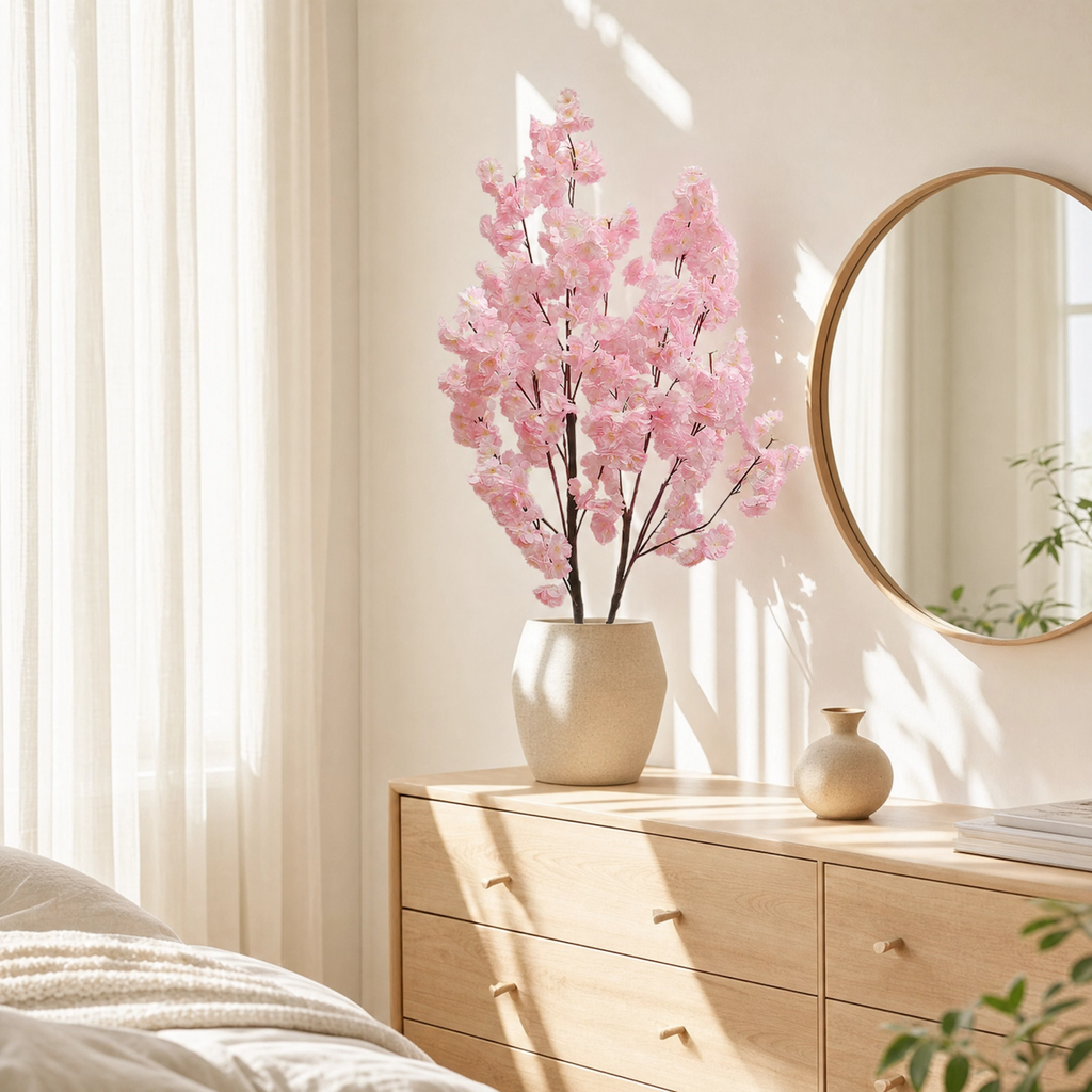 Arbre artificiel printemps fleurs rose et marron