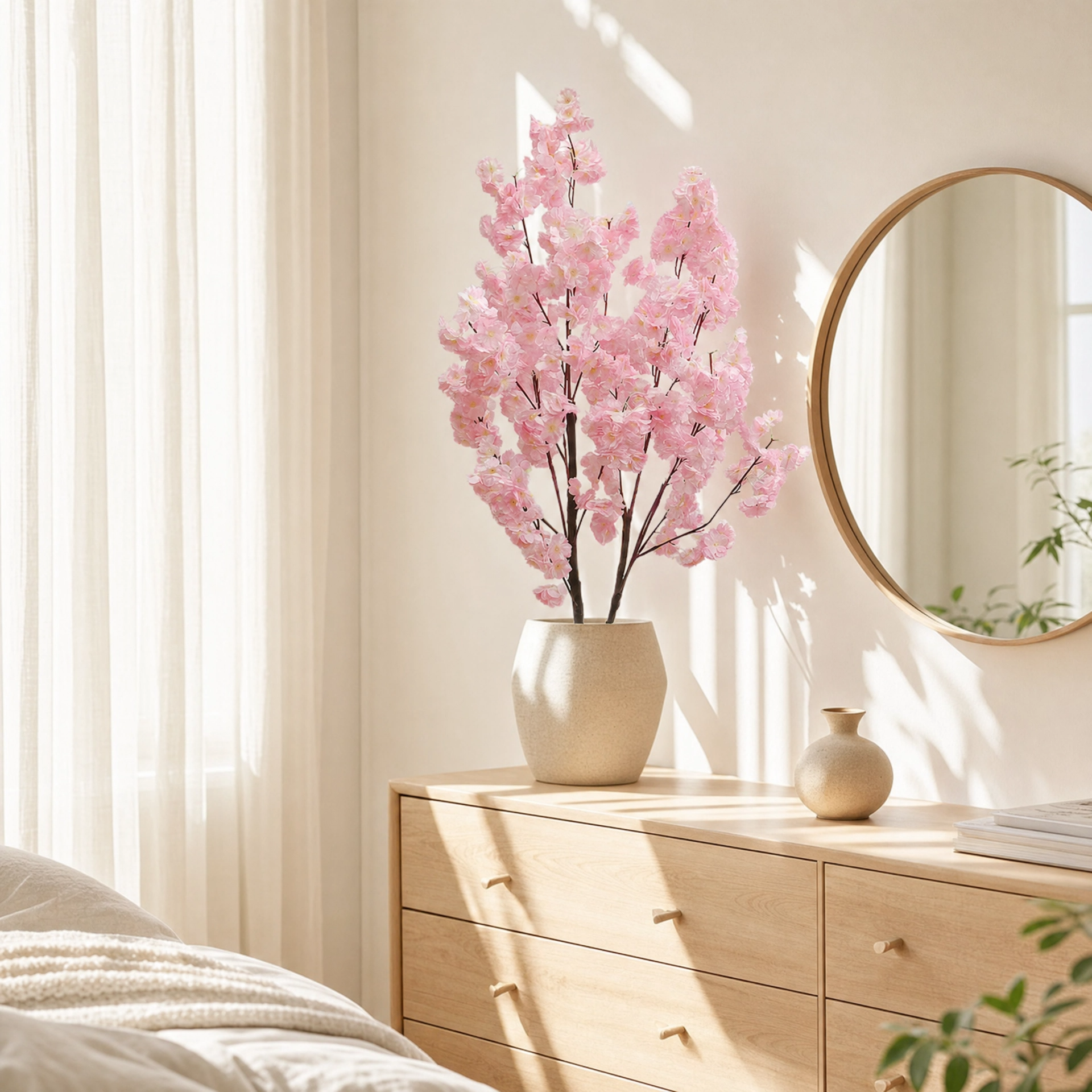 Arbre artificiel printemps fleurs rose et marron