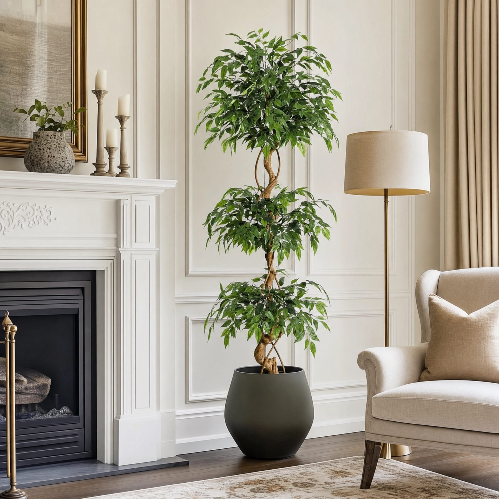Plante verte artificielle uni vert