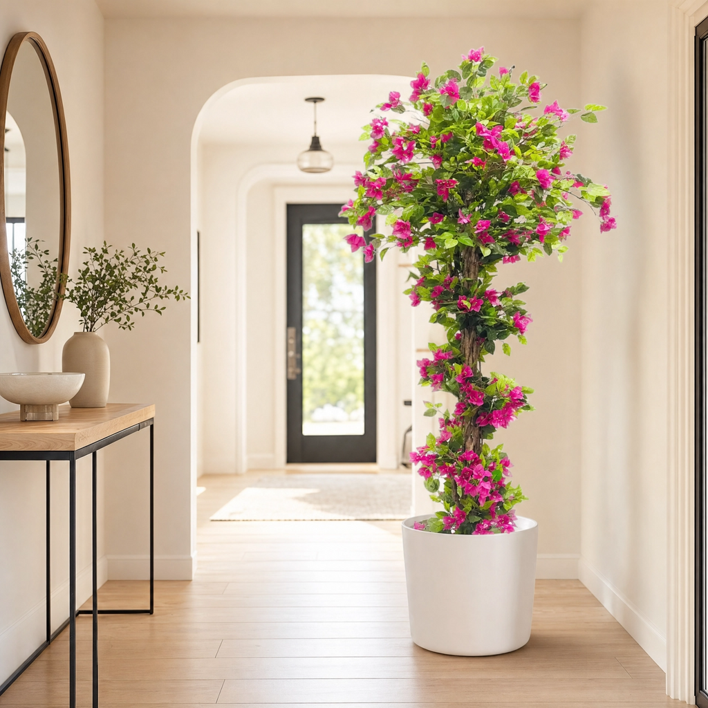 Plante artificielle haute floral rose et vert