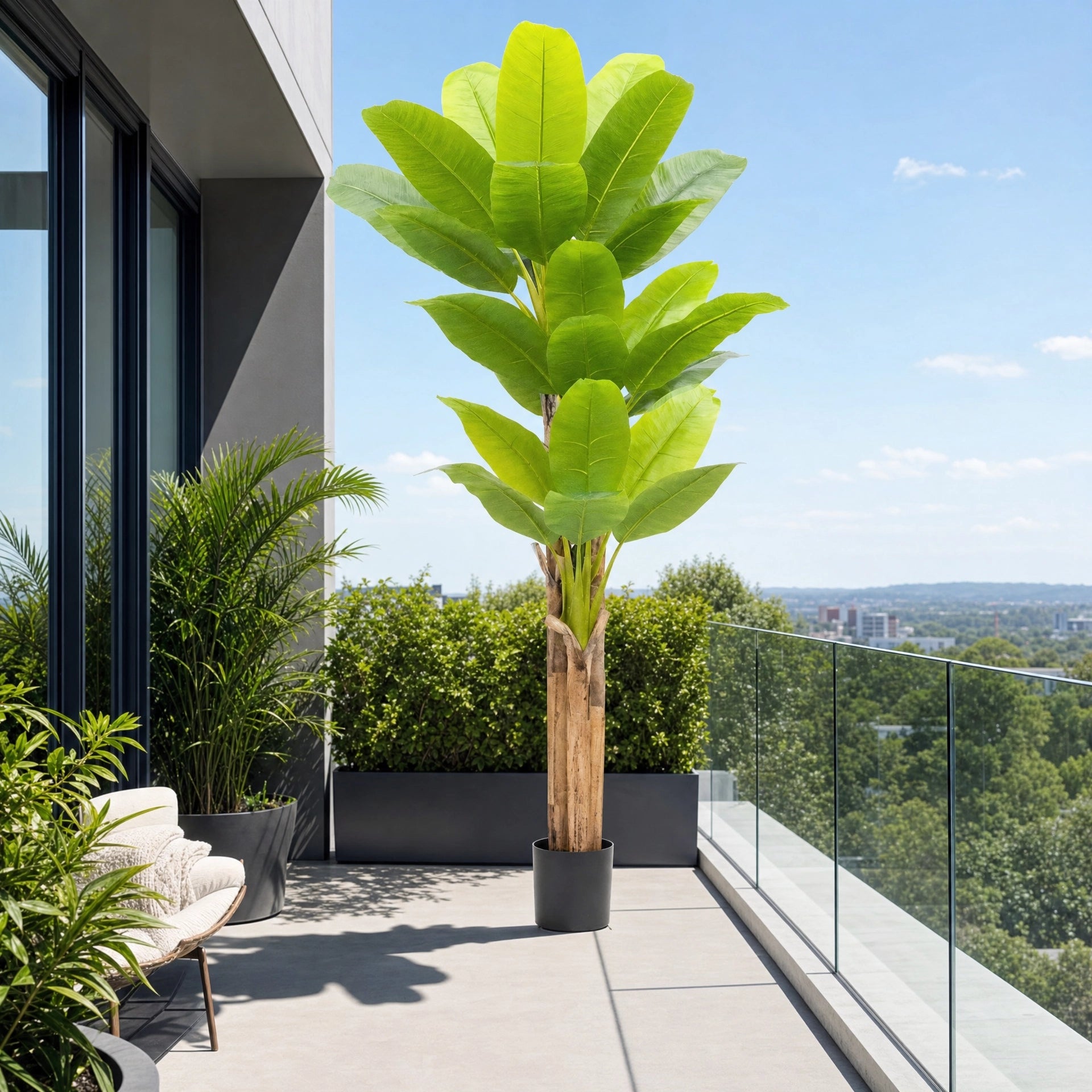 Grande plante artificielle d'intérieur vert et marron plastique
