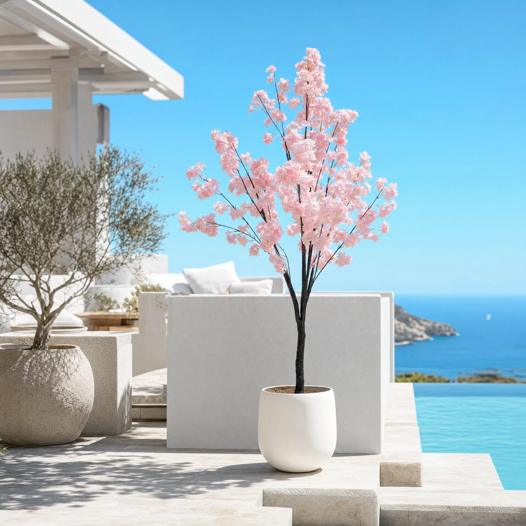Arbre artificiel printemps fleurs rose et marron