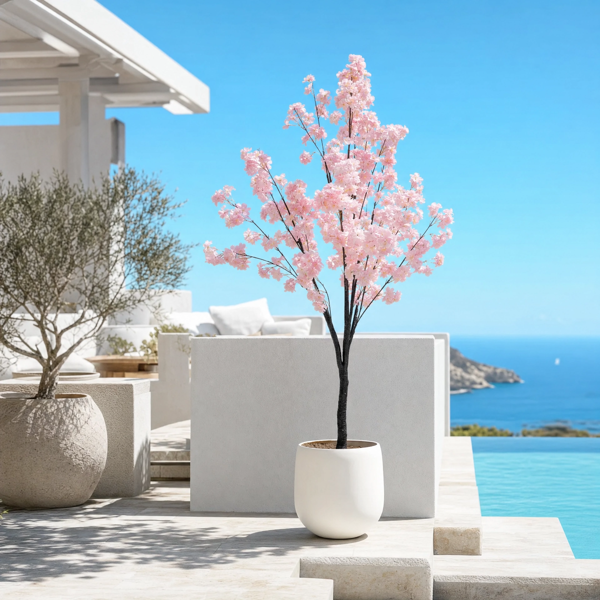 Arbre artificiel printemps fleurs rose et marron