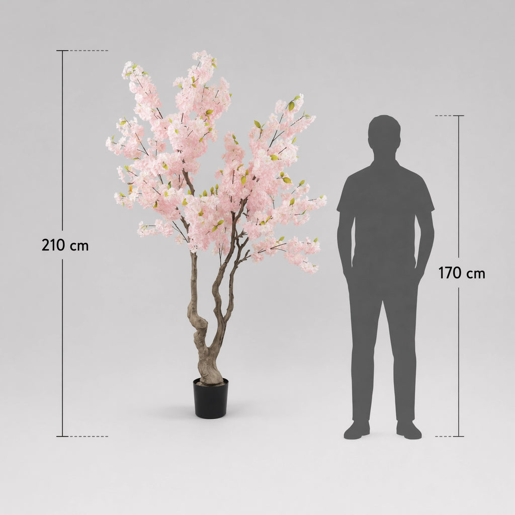 Plante artificielle arbre de cerisier en fleurs decoration rose et vert