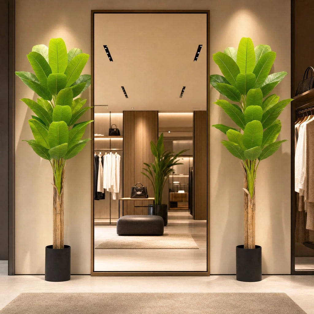 Grande plante artificielle d'intérieur vert et marron plastique