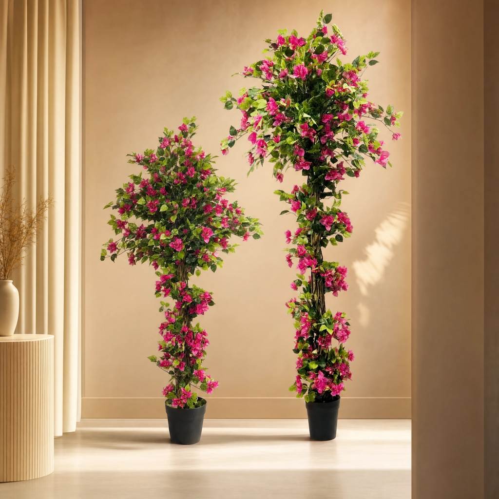 Plante artificielle haute floral rose et vert