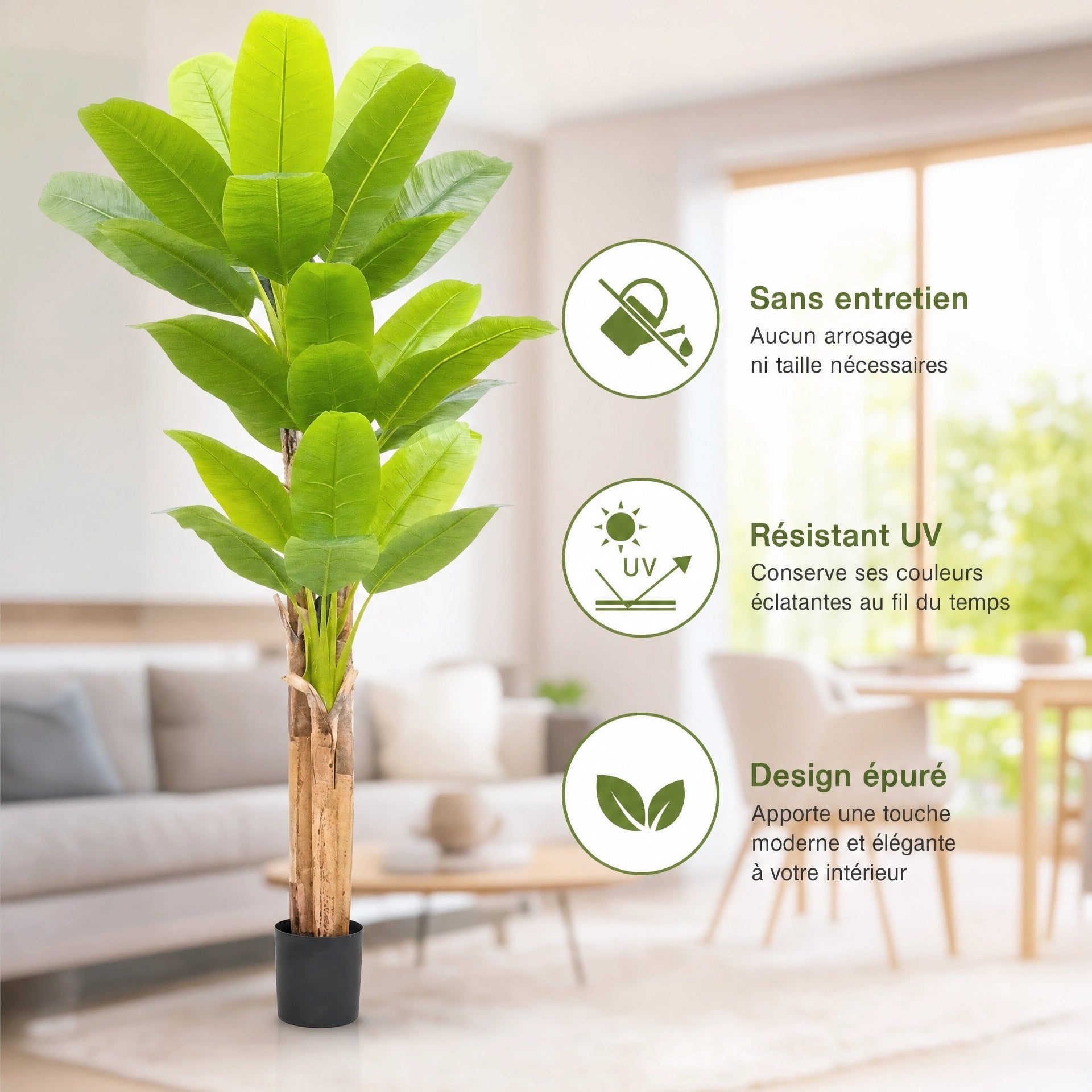 Grande plante artificielle d'intérieur vert et marron plastique
