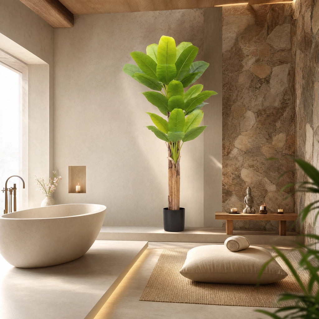 Grande plante artificielle d'intérieur vert et marron plastique