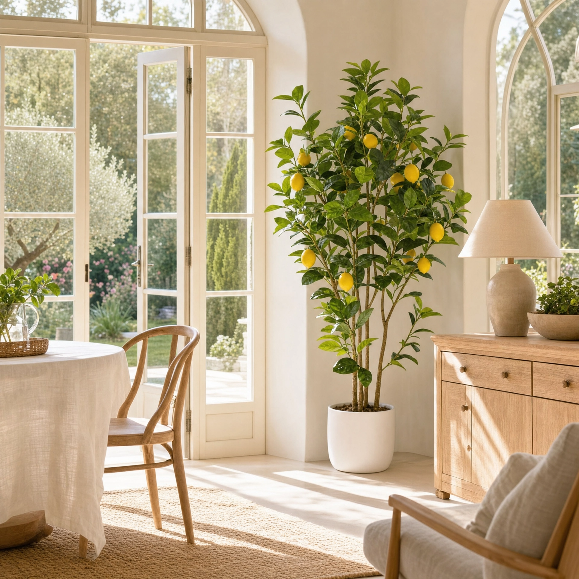 Grande plante verte avec citron