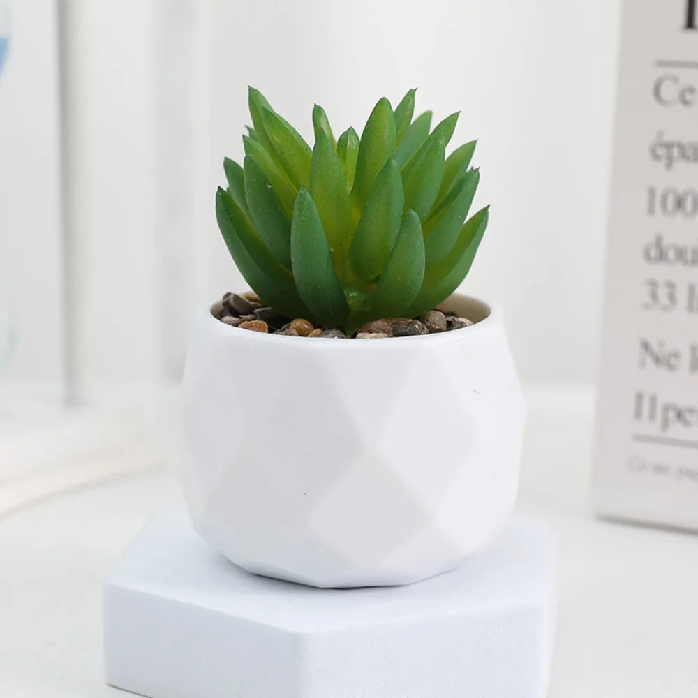 Plante artificielle bonsai artificiel de bureau uni vert et blanc