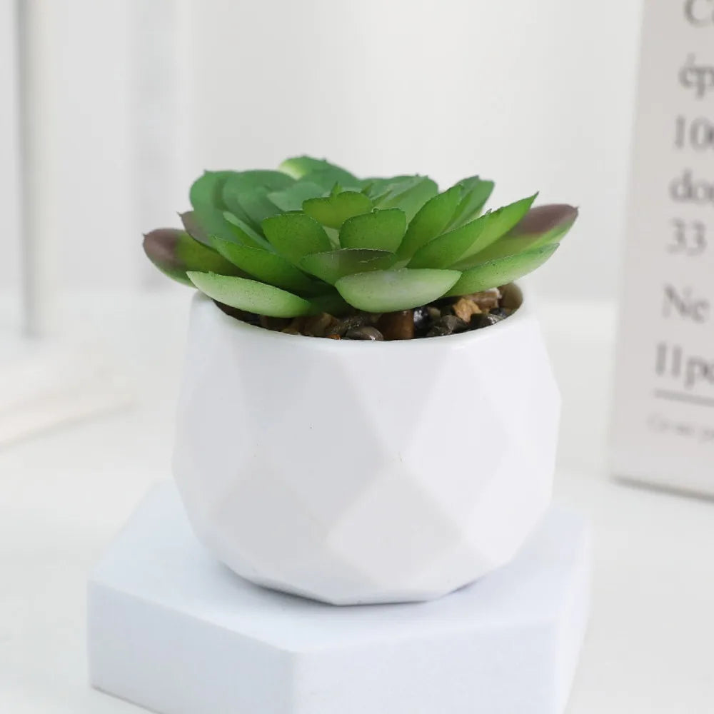 Plante artificielle bonsai artificiel de bureau uni vert et blanc