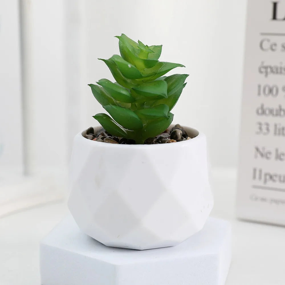Plante artificielle bonsai artificiel de bureau uni vert et blanc