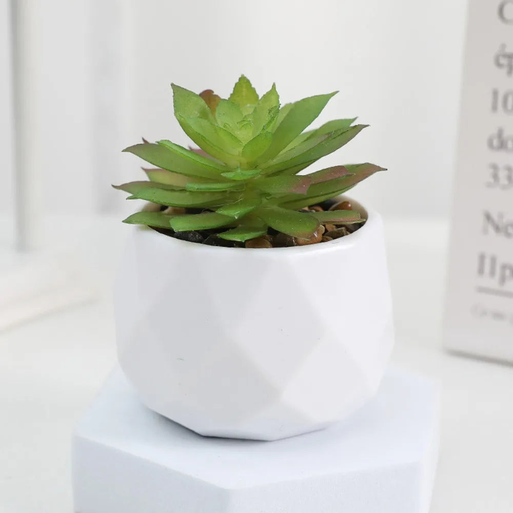 Plante artificielle bonsai artificiel de bureau uni vert et blanc