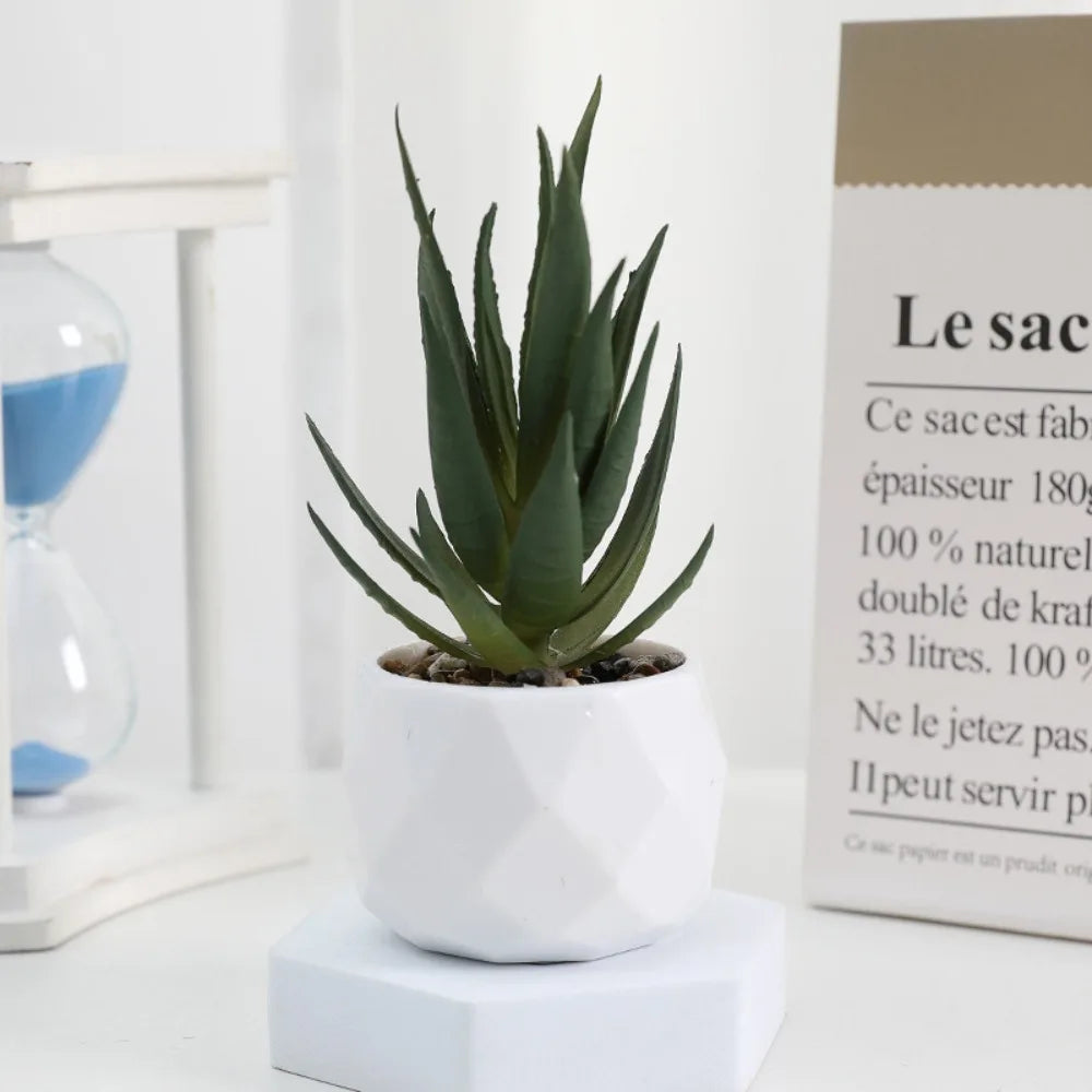 Plante artificielle bonsai artificiel de bureau uni vert et blanc