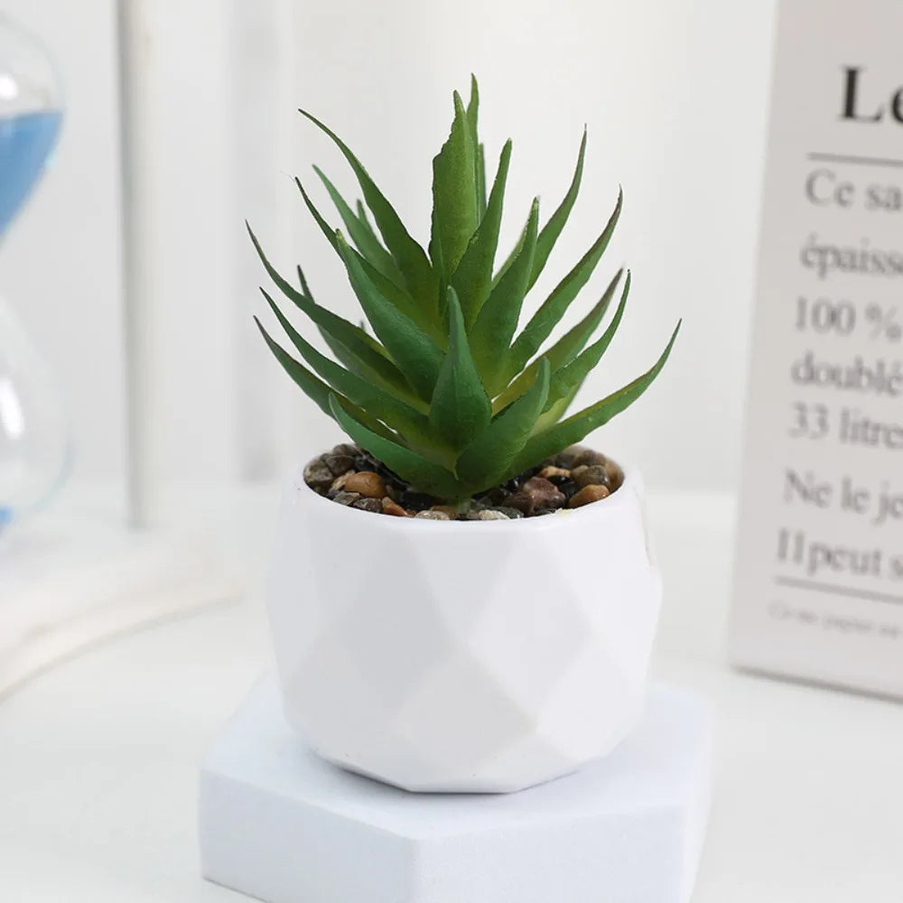 Plante artificielle bonsai artificiel de bureau uni vert et blanc