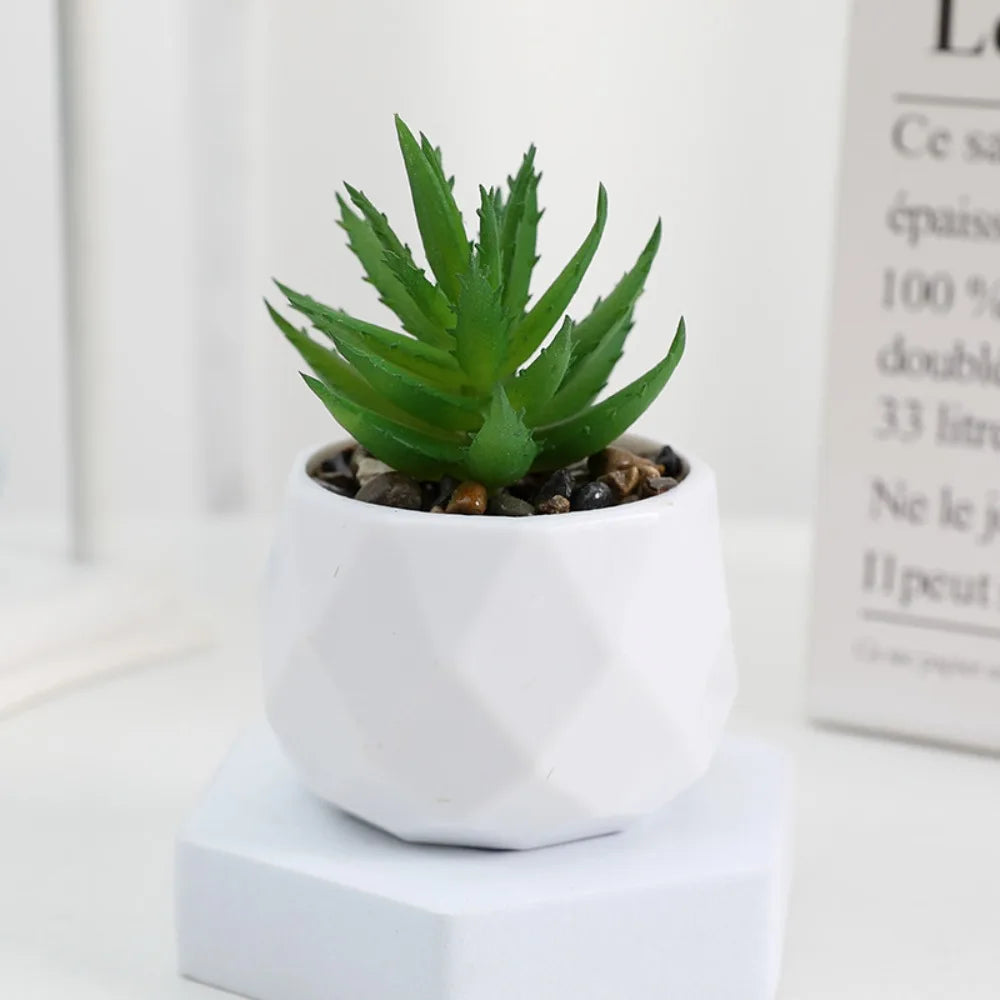 Plante artificielle bonsai artificiel de bureau uni vert et blanc