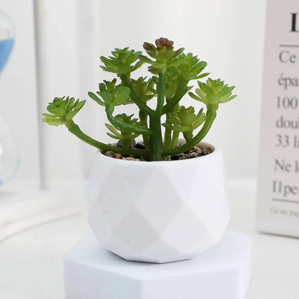 Plante artificielle bonsai artificiel de bureau uni vert et blanc