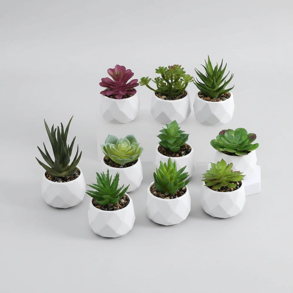 Plante artificielle bonsai artificiel de bureau uni vert et blanc