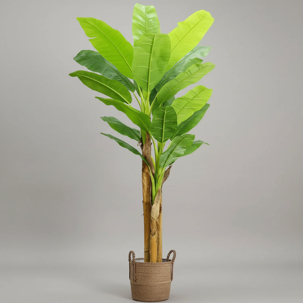 Grande plante artificielle d'intérieur vert et marron plastique