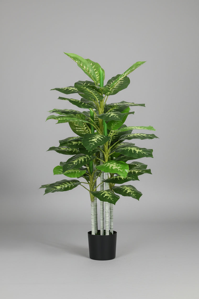 Plante artificielle arbre decoratif interieur avec pot feuillage panache vert et noir