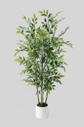 Plante artificielle ficus en soie  uni vert et blanc