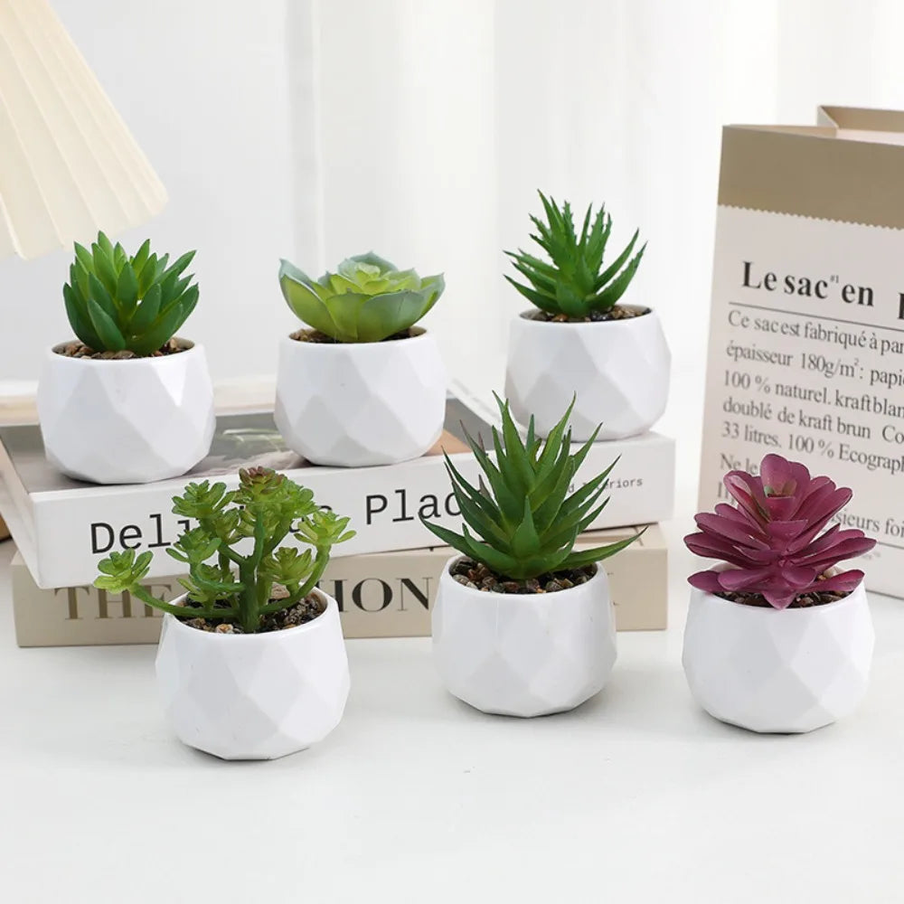 Plante artificielle bonsai artificiel de bureau uni vert et blanc