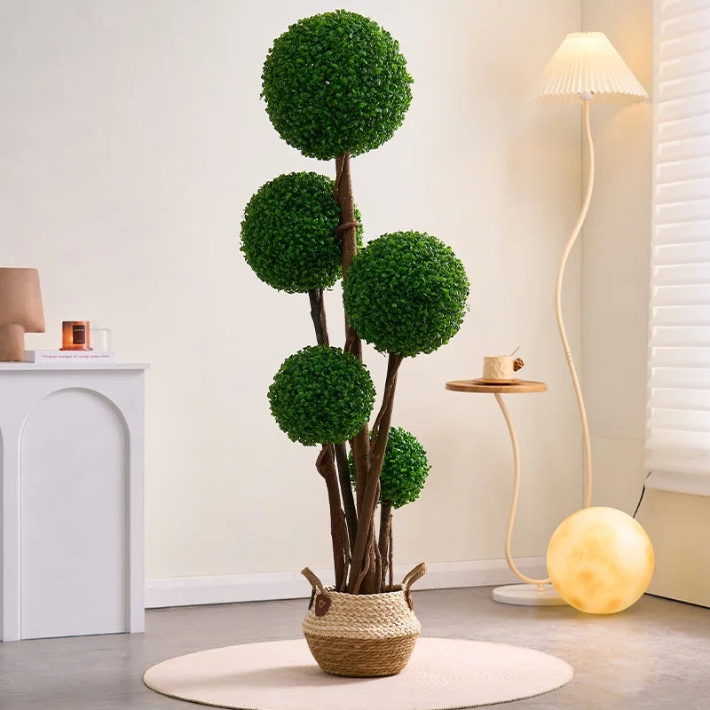 Plante artificielle sur pied vert et marron plastique