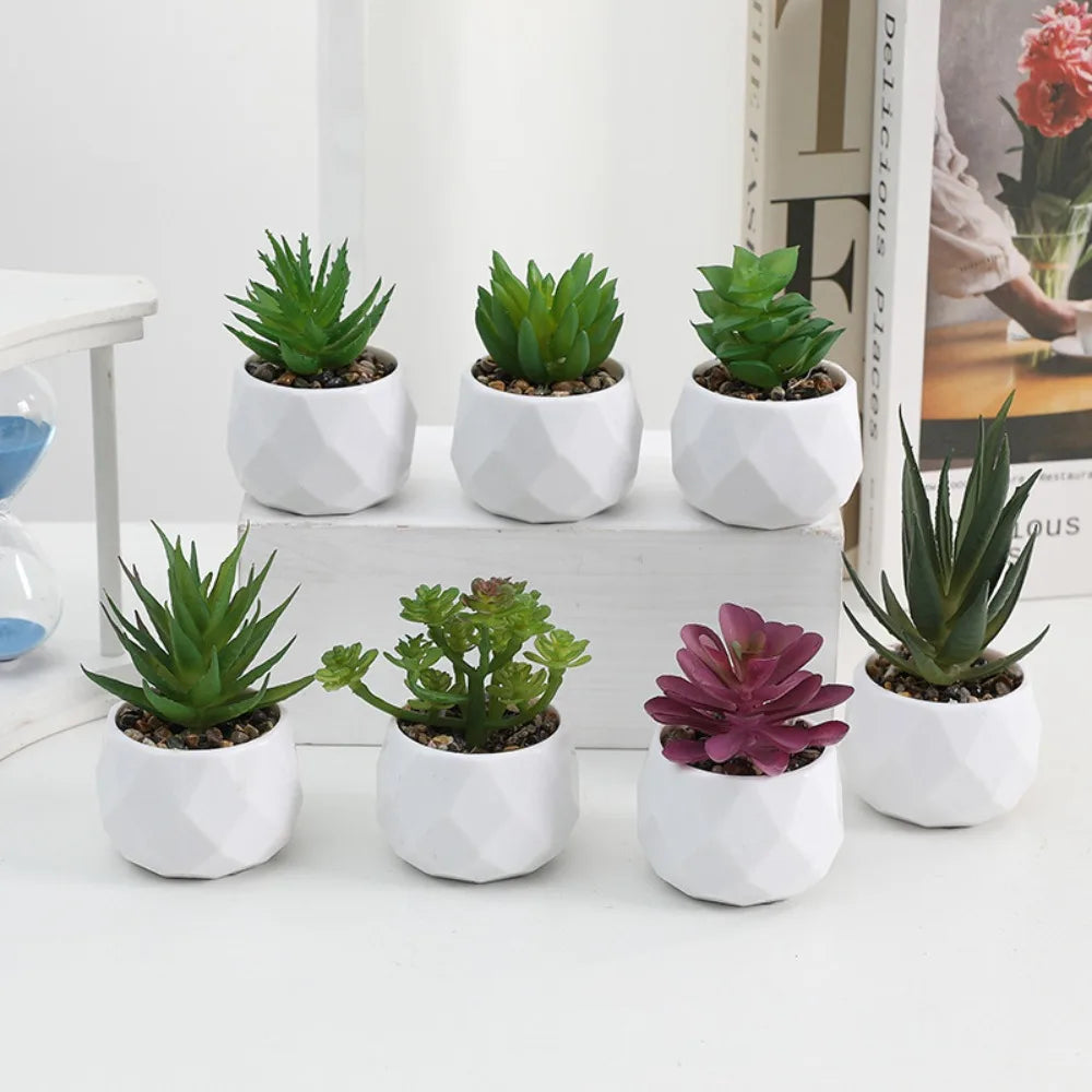 Plante artificielle bonsai artificiel de bureau uni vert et blanc