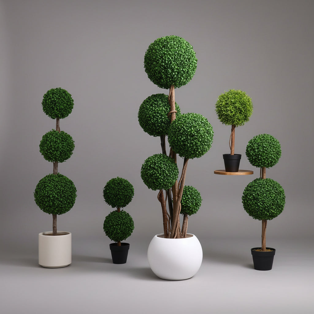 Plante artificielle sur pied vert et marron plastique