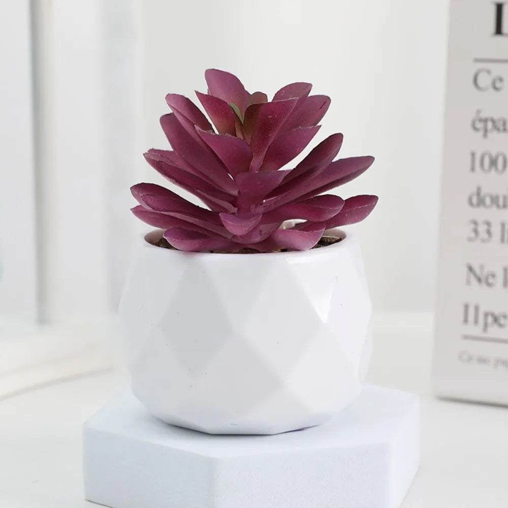 Plante artificielle bonsai artificiel de bureau uni vert et blanc