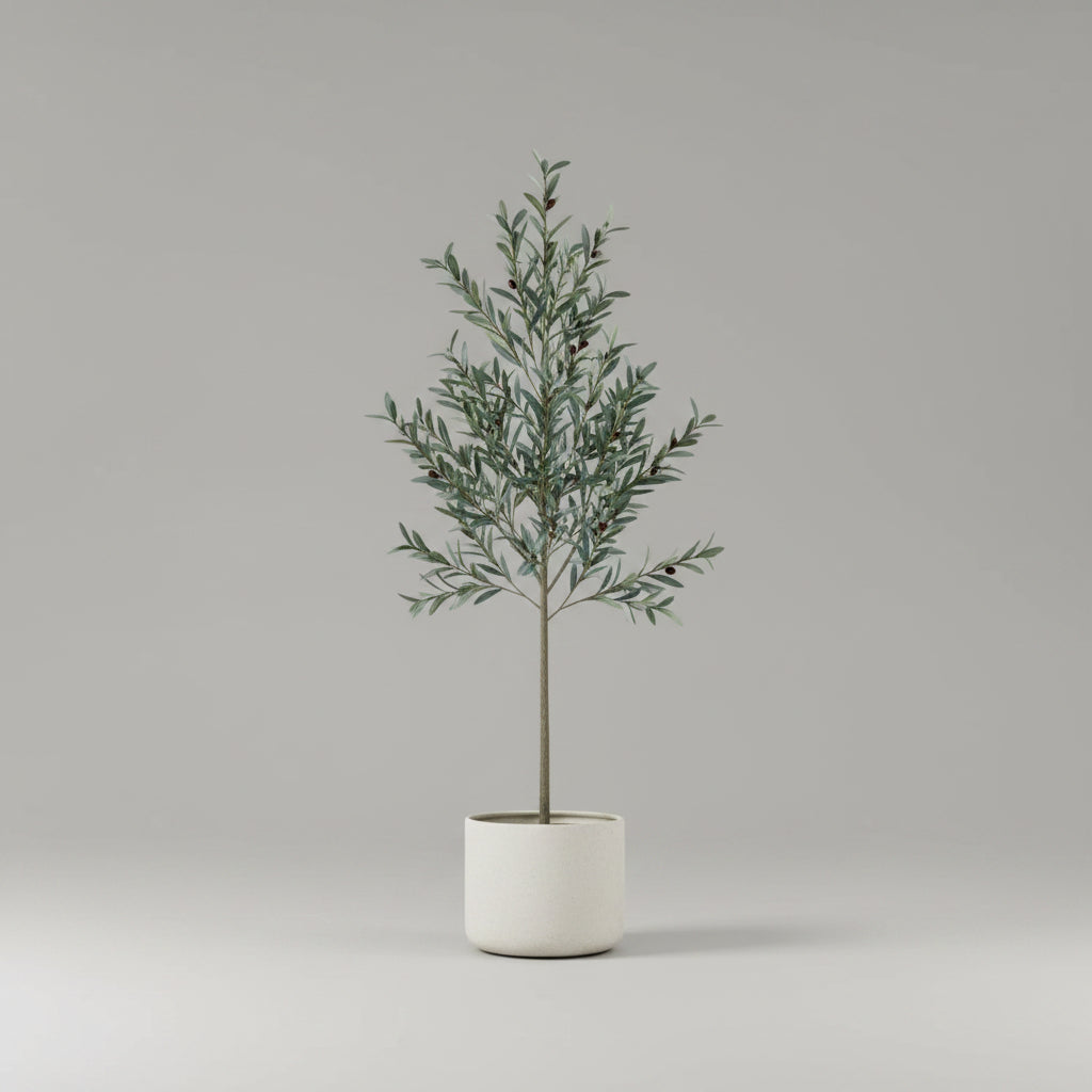 Plante artificielle soie uni vert et gris