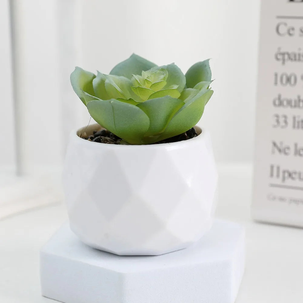 Plante artificielle bonsai artificiel de bureau uni vert et blanc
