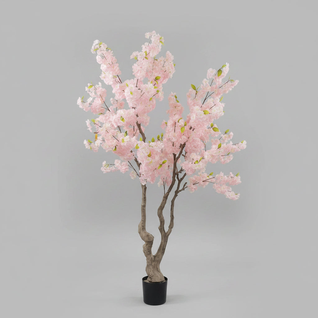 Plante artificielle arbre de cerisier en fleurs decoration rose et vert