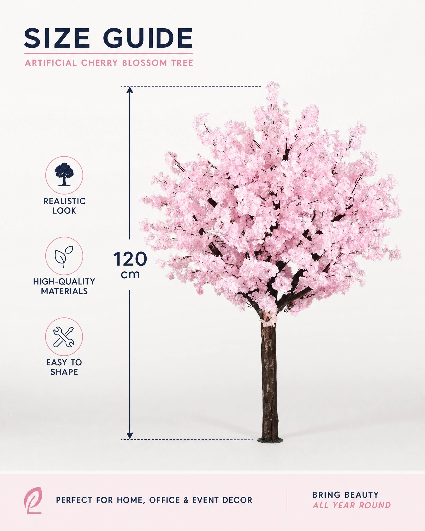 Plante artificielle arbre decoratif fleurs de soie floral rose et marron