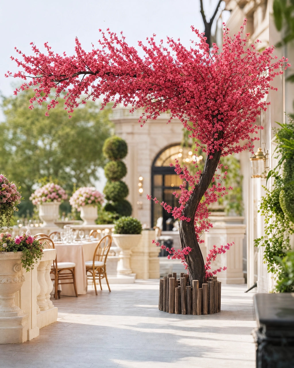 Arbre artificiel  fleurs rose et noir