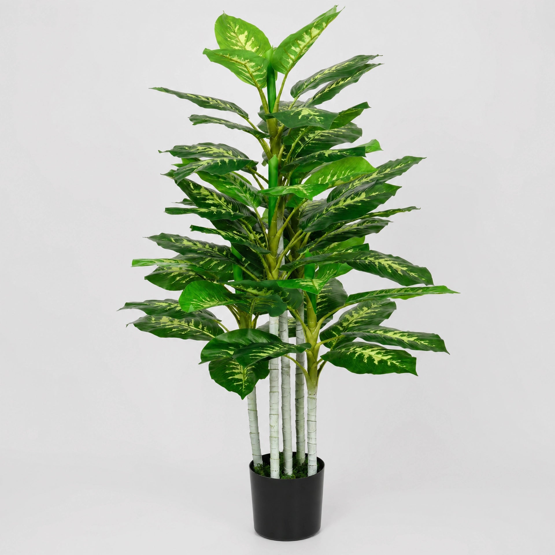 Plante artificielle arbre decoratif interieur avec pot feuillage panache vert et noir