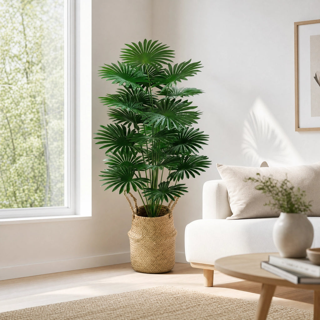 Plante artificielle décoration faux palmier éxterieur uni vert
