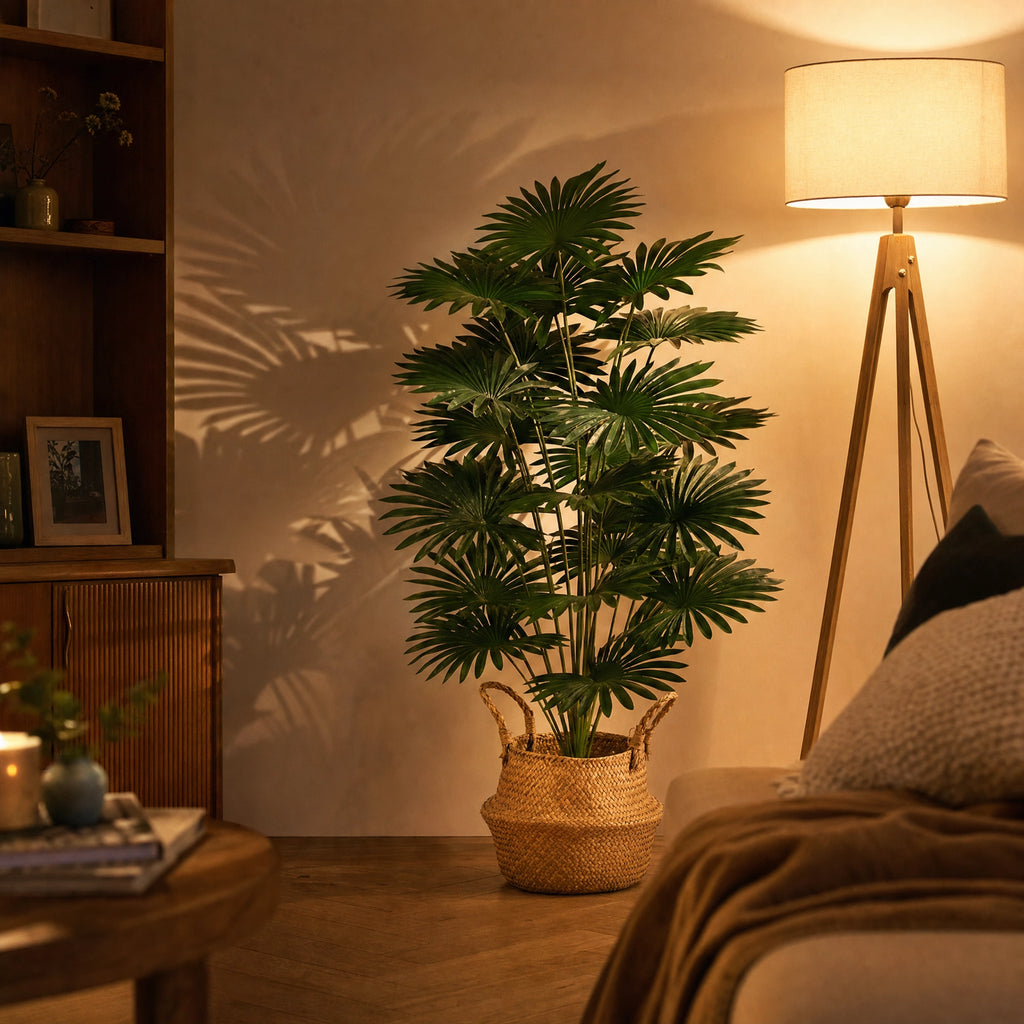 Plante artificielle décoration faux palmier éxterieur uni vert