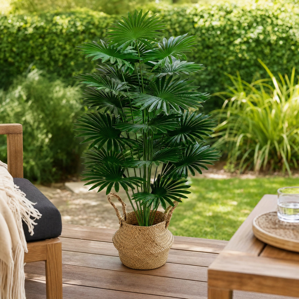 Plante artificielle décoration faux palmier éxterieur uni vert
