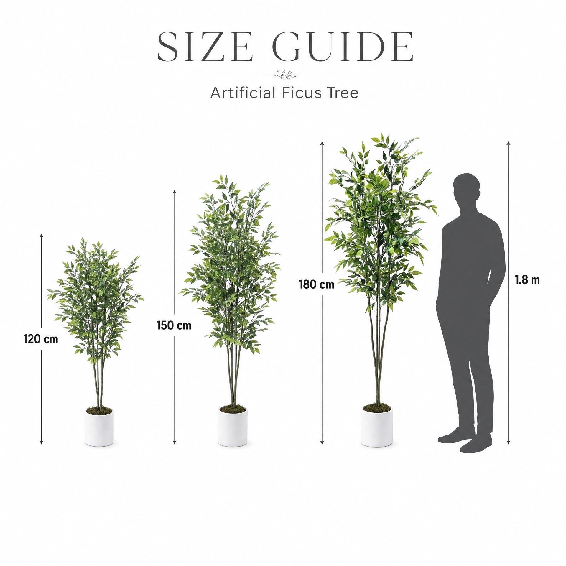 Plante artificielle ficus en soie  uni vert et blanc