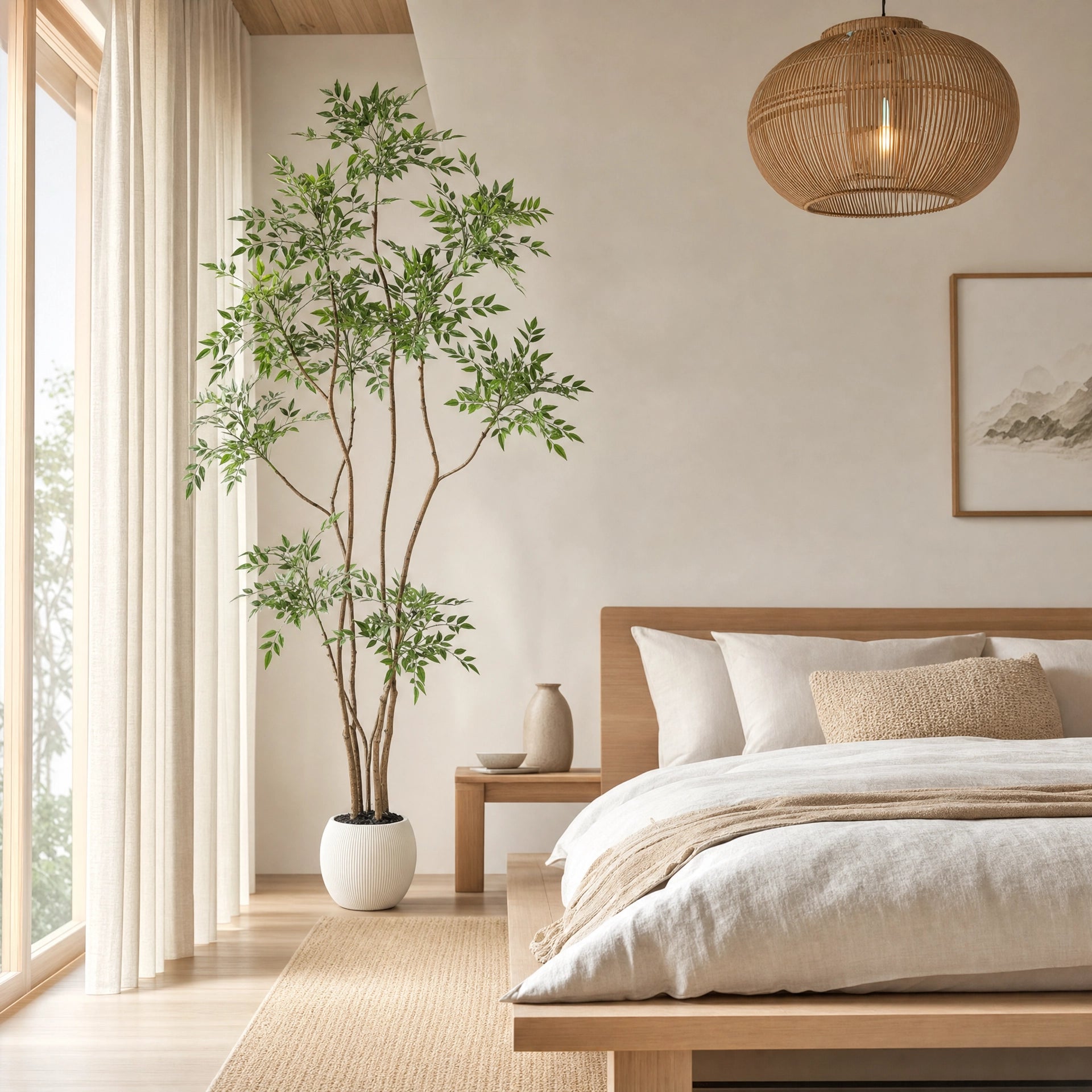 Plante artificielle arbre artificiel decoratif realiste uni vert et blanc