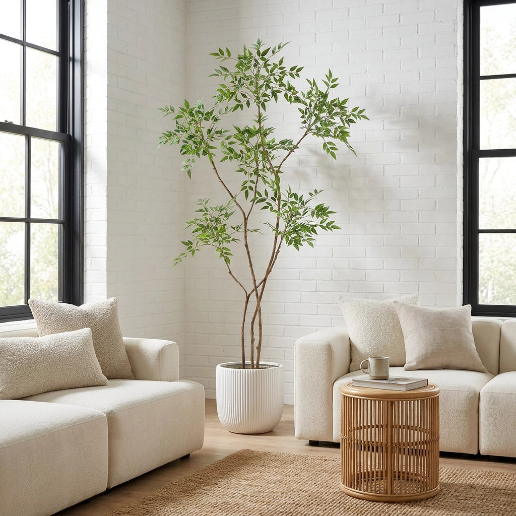 Plante artificielle arbre artificiel decoratif realiste uni vert et blanc