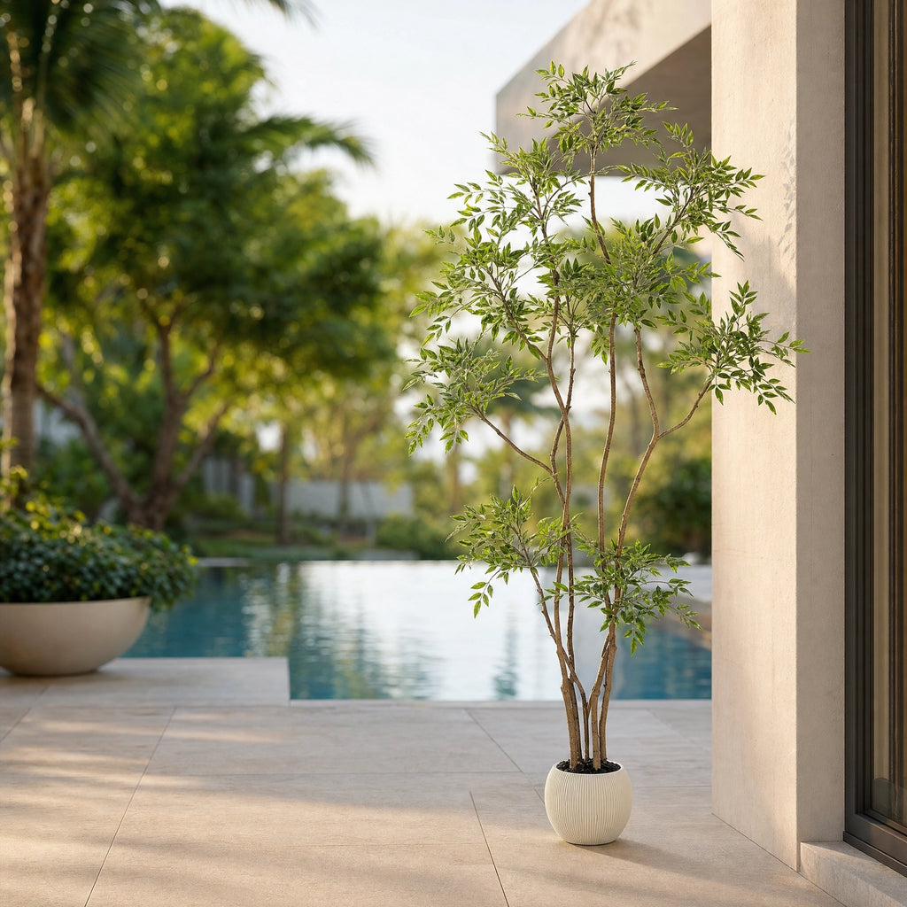 Plante artificielle arbre artificiel decoratif realiste uni vert et blanc