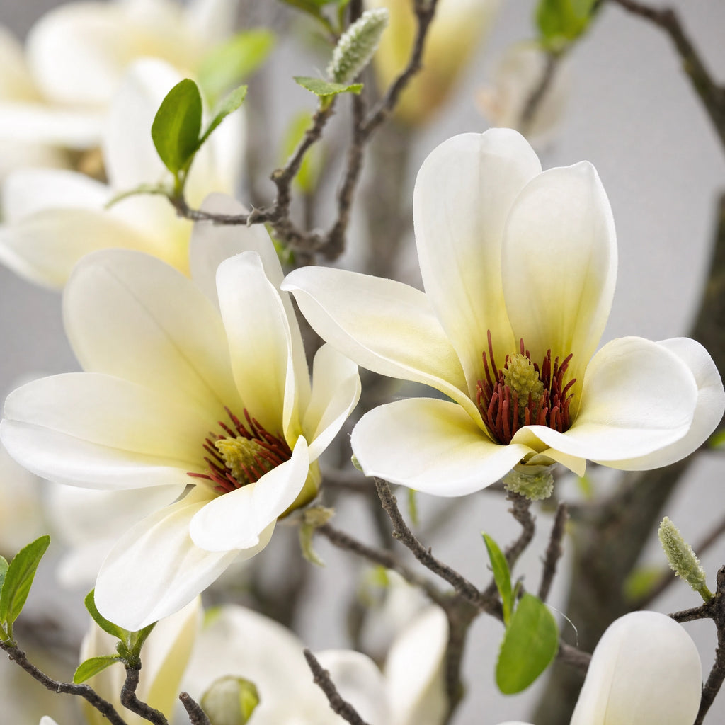 Plante artificielle metal floral blanc et vert
