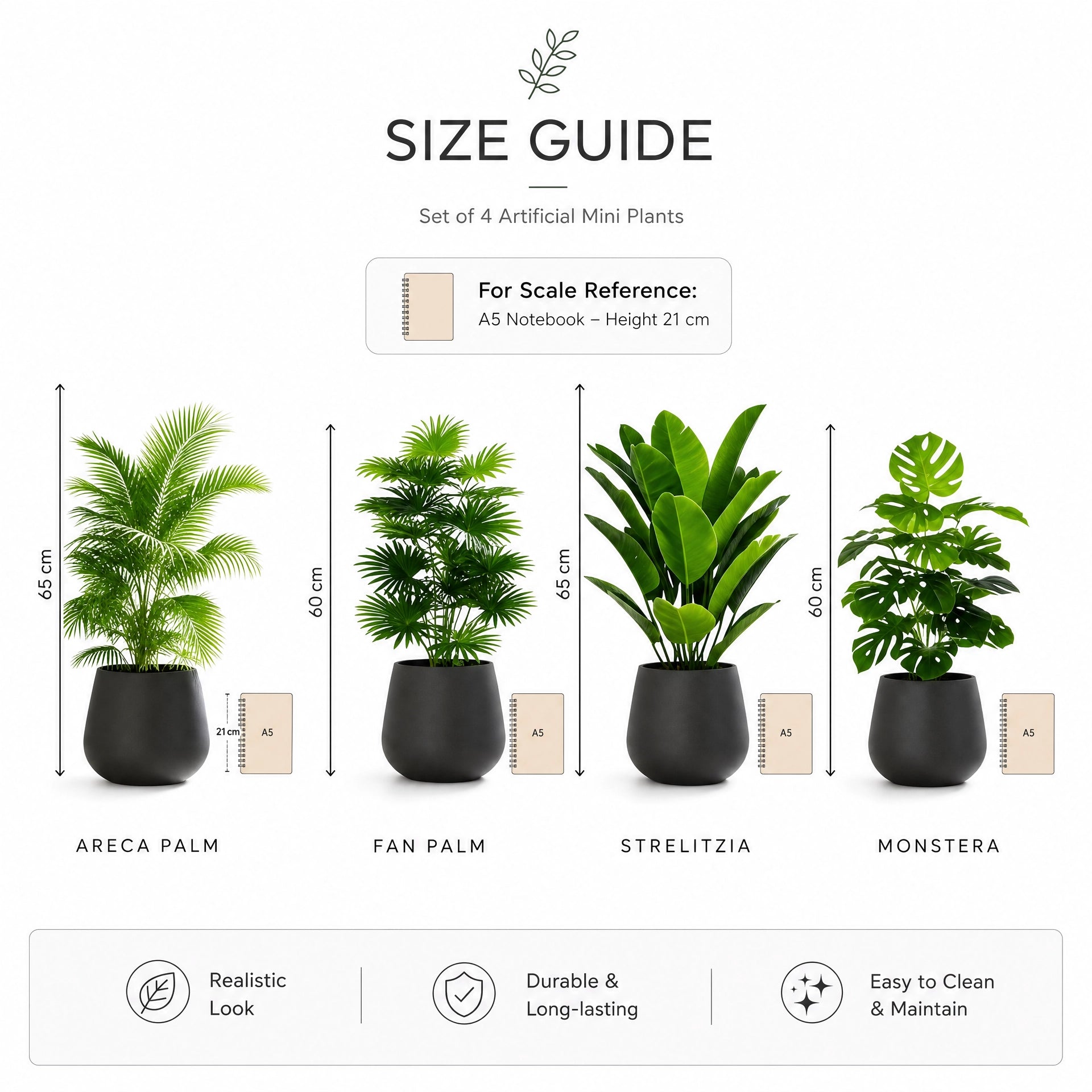 Lot de 4 plantes artificielles d'intérieur