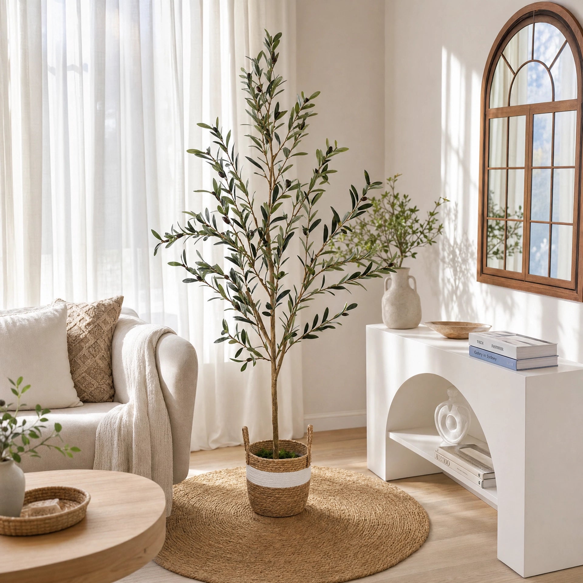 Plante artificielle soie uni vert et gris