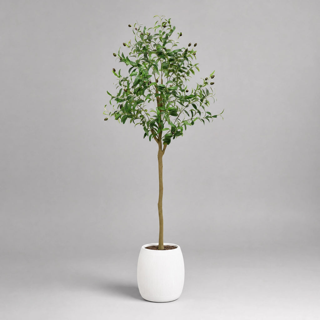Plante artificielle faux olivier olivier factice interieur uni vert et marron